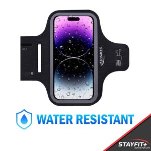 [3 Pack] Active+ Running Armband Cell Phone Holder, Water Resistant Adjustable Lightweight, Compatible iPhone 14/13/12/11/SE/X Samsung S23/S22/S21/S20 Great for Sports, Hiking, and Biking (Black)