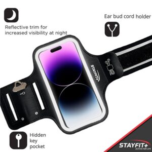 [3 Pack] Active+ Running Armband Cell Phone Holder, Water Resistant Adjustable Lightweight, Compatible iPhone 14/13/12/11/SE/X Samsung S23/S22/S21/S20 Great for Sports, Hiking, and Biking (Black)