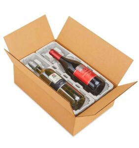 beclink wine shipping box (2 bottle) with protective trays, biodegradable, made from recycled materials - pack of 1