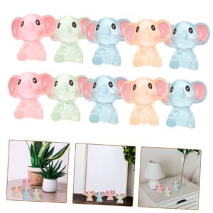 Bookshelf Decor 10Pcs Crafts Miniature Miniature Elephant Figurines Small Gardens Figurines Model Resin Elephant Figurines Luminous Accessories Elephant Modeling Statues