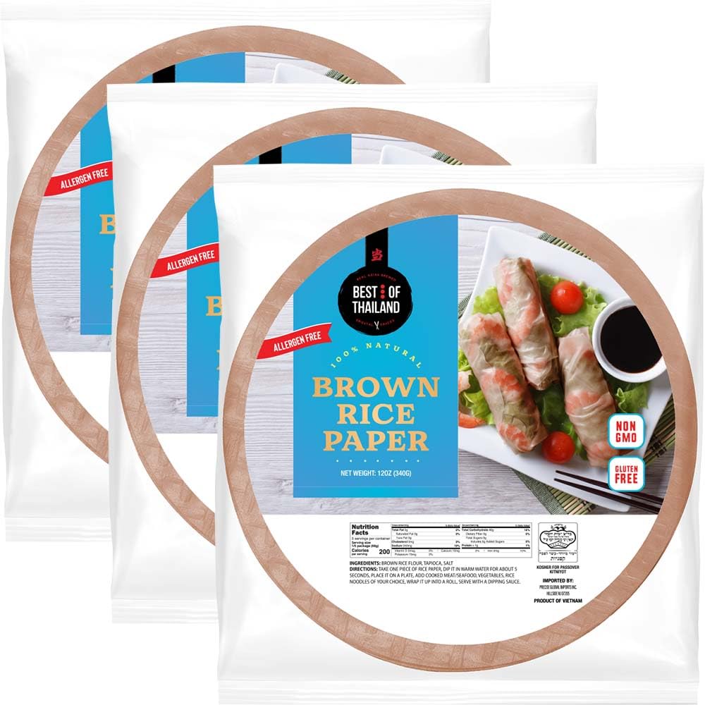 Best of Thailand [Round] White Rice Paper Wraps 1 Pack | Perfect for Fresh Spring Rolls & Dumplings | Non-GMO, Gluten-Free, Vegan & Paleo | Kosher for Passover Kitniyot