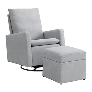 Soho Baby Everlee Upholstered Glider and Ottoman Set Light Gray