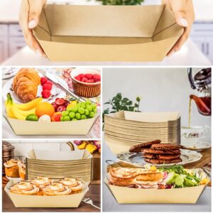 MotBach 50 Pack 5LB Extra Large Paper Food Boats Trays Disposable Paper Boats, Heavy Duty Food Boats, Paper Food Serving Tray Boat Basket for Snacks Sandwich Burgers Popcorns Tacos BBQ Fries Nachos