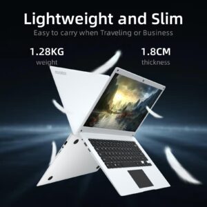 Windows 11 Laptop 14 Inch, Intel Celeron Quad-core,4GB RAM,192GB Storage(64GB eMMC+128GB SSD),BT4.2,Ultra Slim Lightweight Notebook,Work Study Laptop Computers (White)