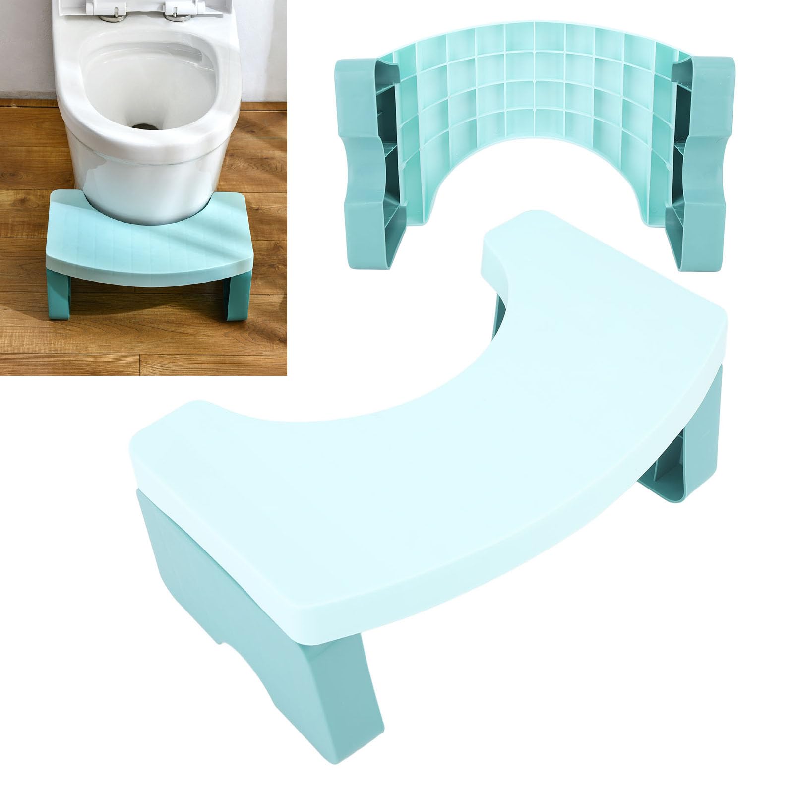 Zudoo Foldable Toilet Potty Stool, Easy to Storage Poop Foot Stool Anti Slip Comfortable Angle for Travel (Green)