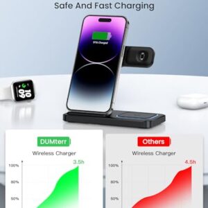 DUMTERR 3 in 1 Wireless Charger for iPhone 15/14/13/12,Wireless Charging Station for Apple Devices, Charging Stand for Apple Watch Series, for AirPods