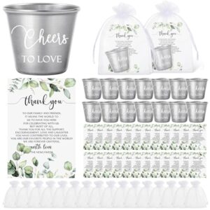 uiifan 50 set wedding favors for guests bulk 50 wedding shot glasses cheers to love stainless steel shot glasses 50 thank you cards with organza bags for guest wedding newlyweds bridal shower gifts