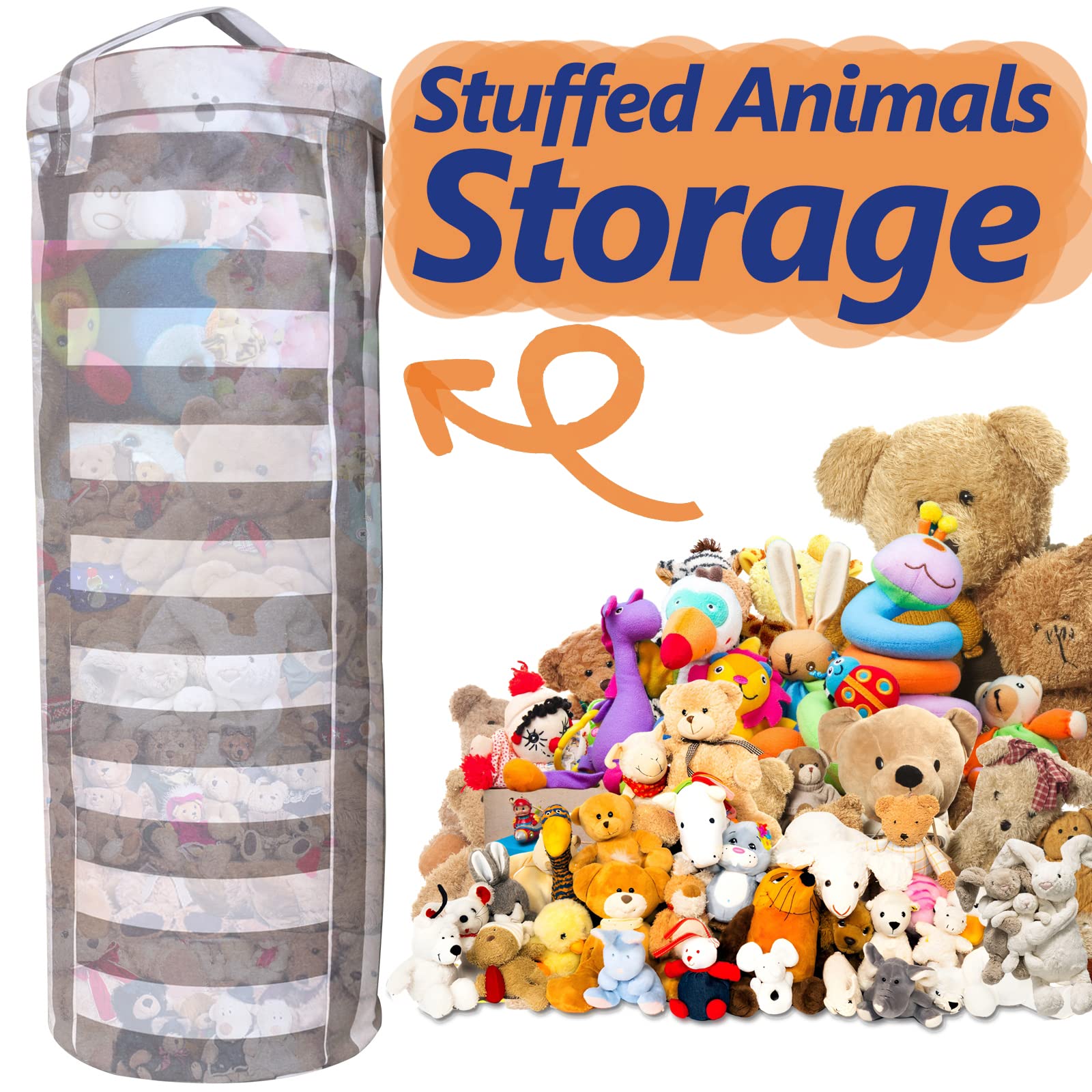 Ofiray-home Stuffed Animal Bean Bag Storage + Corner Hanging Organizer