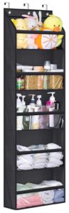 keetdy over the door organizer storage hanging shelves for closet door with 5 large pockets fits bedroom, bathroom，dorm for clothes storage, baby diapers, stuffed animals, black