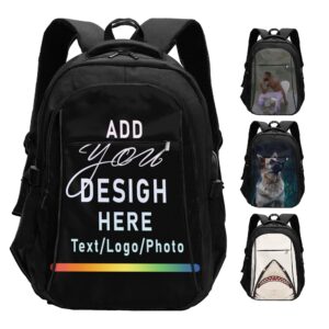 custom backpack personalized laptop backpack for women men customized casual daypack add your logo picture photo image text name on computer bag