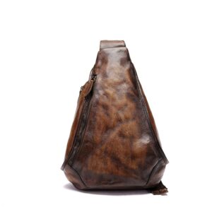 segater genuine leather sling bag for women men vintage handmade chest backpack casual crossbody daypack shoulder satchel coffee