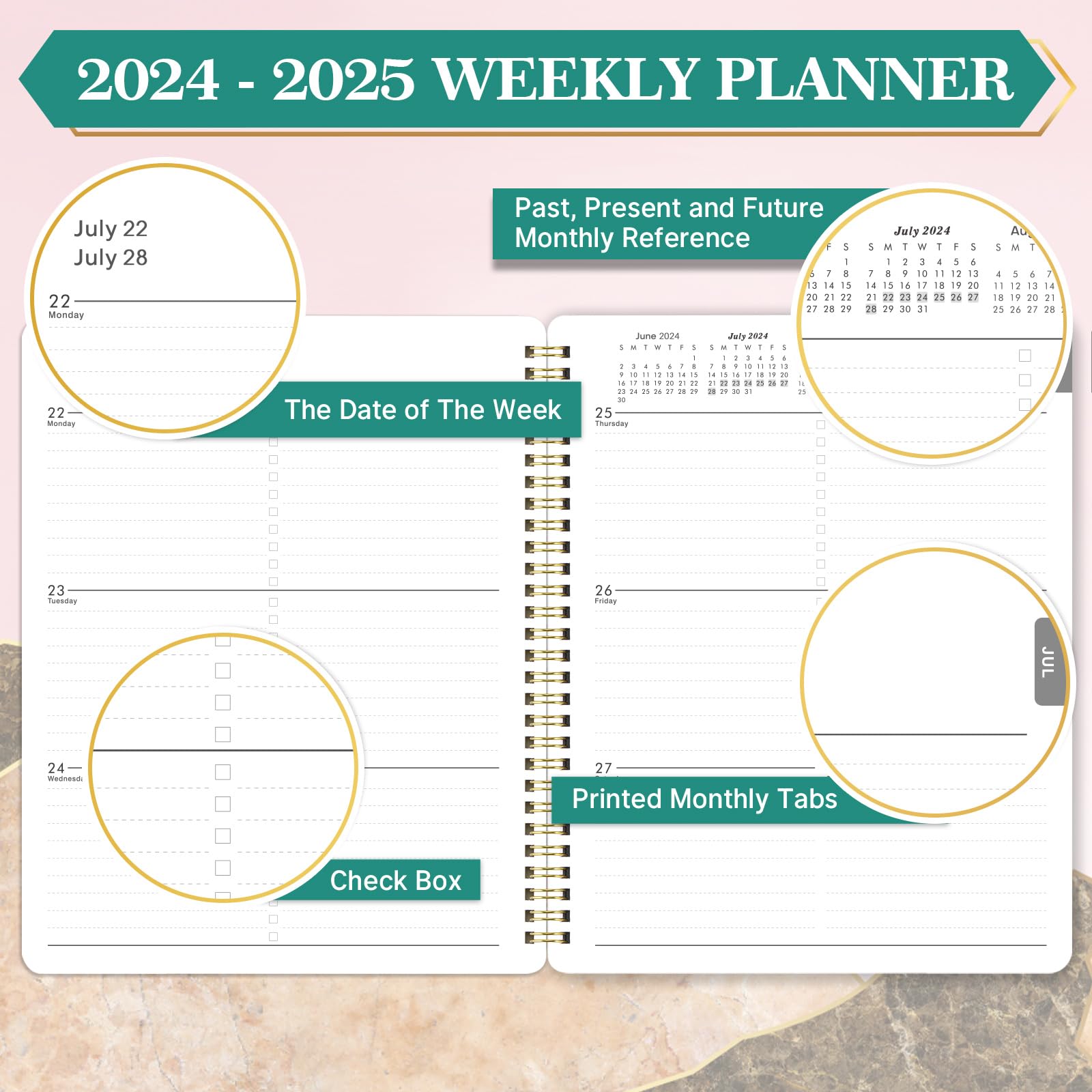 2024-2025 Planner - Academic Planner 2024-2025, Jul. 2024 - Jun. 2025, 8'' x 10'' Planner 2024-2025 Daily Weekly and Monthly, Planners 2024-2025 for Women with Functional Pages