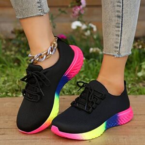 2023 Spring New European and American Large Rainbow Low Elastic Single Shoe Women's Casual Sneaker for Women Size 9