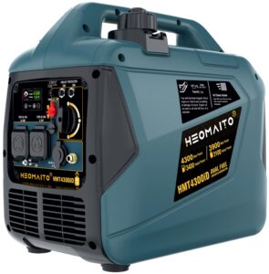 heomaito dual fuel portable inverter generator 4300w gas & propane powered, ultra quiet lightweight with co sensor digital dispaly parallel capability epa compliant for camping rv backup home use