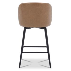 Watson & Whitely Counter Height Bar Stools Set of 3, 360° Swivel Upholstered Barstools with Backs and Metal Legs, 26" H Seat Height, Faux Leather in Saddle Brown