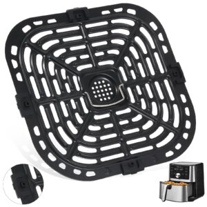 upgraded air fryer grill pan for instant vortex plus 6qt air fryers, non-stick air fryer plates with air fryer rubber bumpers, square air fryer grill plate with holes, dishwasher safe