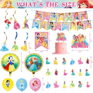 Princess Birthday Decorations - Princess Party Decorations include Banner Backdrop Ballons Cake Cupcake Toppers Haning Swirls, Princess Birthday Party Supplies