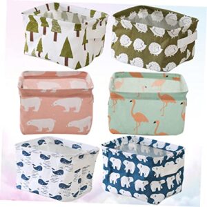 Holibanna 6pcs Cartoon Storage Basket Storage Baskets Hamper Storage Shelf Home Supplies Folding Storage Bins Storage Holder Cotton Linen Basket Storage Container Homegrown