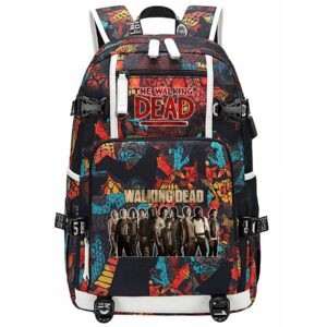 gengx large capacity travel knapsack-the walking dead bagpack with usb charging port casual book bag for student