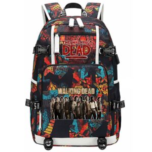 Gengx Large Capacity Travel Knapsack-The Walking Dead Bagpack with USB Charging Port Casual Book Bag for Student