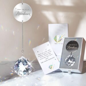 mooncraftlogy memorial gifts for loss of loved one, unique sympathy gift idea clear crystal ball window suncatcher, rainbow bereavement grief gift box for loss of mom dad husband son daughter