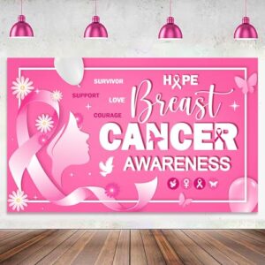 large 71" x 43" breast cancer awareness banner, breast cancer awareness decorations, breast cancer awareness decorations for party, breast cancerbanner for pink ribbon party decorations tineit
