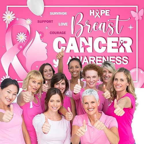 Large 71" X 43" Breast Cancer Awareness Banner, Breast Cancer Awareness Decorations, Breast Cancer Awareness Decorations for Party, Breast CancerBanner for Pink Ribbon Party Decorations tineit