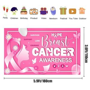 Large 71" X 43" Breast Cancer Awareness Banner, Breast Cancer Awareness Decorations, Breast Cancer Awareness Decorations for Party, Breast CancerBanner for Pink Ribbon Party Decorations tineit