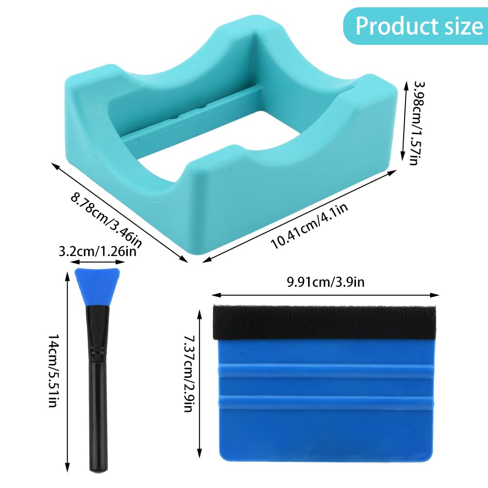 Silicone Cup Cradle with Edge Squeegee and Silicone Brush, Cup Holder with Built-in Slot, Light and Portable, for Mugs, Glasses, Coffee Cups, Glass Jars, Wine Bottles(Size:3 Pcs)