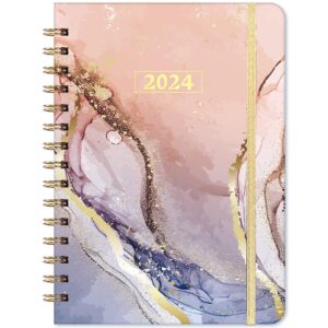 2024 planner - planner 2024, jan. 2024 - dec. 2024, 6.3" x 8.4", 2024 planner weekly and monthly with marked tabs + thick paper + contacts + calendars + holidays + twin-wire binding - purple gilt