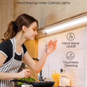 JACKYLED 15.7 Inch Under Cabinet Lights, Led Under Cabinet Lighting Wireless Hand Wave Sensor Lights Indoor, USB-C Magnetic Lights Rechargeable 3000mah Battery Under Counter Lights For Kitchen, 2 Pack