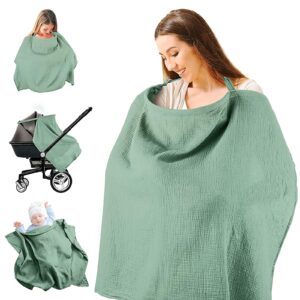 corated nursing cover for baby breastfeeding, muslin breathable breastfeeding cover essentials with rigid hoop, multi-use adjustable privacy nursing apron cover