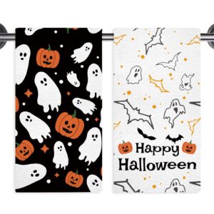 halloween kitchen towels halloween pumpkin ghost halloween dish towels set of 2, spooky holiday hand towel 18x26 inch drying cloth towel for kitchen home decoration