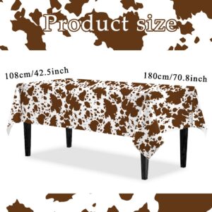 Highland Cow Decorations-3Pcs Cow Print Tablecloths Farm Animals Brown Cow Print Baby Shower Rectangular Plastic Table Cover Cowboy Birthday Party Supplies,Size 70.8X42.5inch