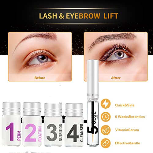 Brow Lamination Kit 4 in 1 | Black, SUNSENT Lash Lift Kit Eyelash Lift Kit, Instant Eyelash and Eyebrow Quick Perm Lift For Eyelash Growth 12-weeks Long Lasting, KERATIN Safe Use for Home Salon