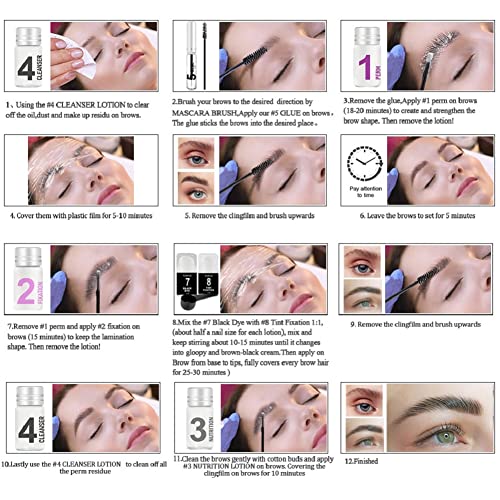 Brow Lamination Kit 4 in 1 | Black, SUNSENT Lash Lift Kit Eyelash Lift Kit, Instant Eyelash and Eyebrow Quick Perm Lift For Eyelash Growth 12-weeks Long Lasting, KERATIN Safe Use for Home Salon