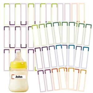 baby bottle waterproof labels for daycare reusable, kids write-on name tags sticker, self adhesive label stickers for school organization food containers, 156pcs