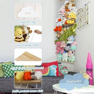 TOPHDY Stuffed Animal Storage Holder - 2 Layers Wall-Mounted Stuffed Animal Storage Ideas with Adjustbale Design for Nursery Play Room Kid's Room