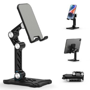 android cell phone stand mount for desk, ipad adjustable height & angle phone holder,foldable phone stand for recording compatible iphone 15 pro max samsung galaxy z flip 5 a14 5g a54 a13 s23