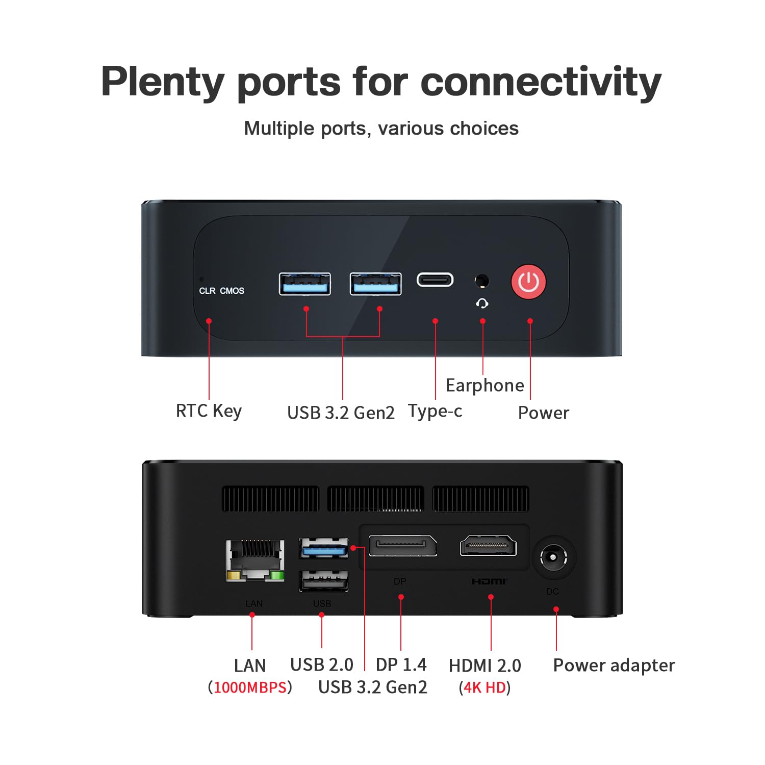 Beelink Mini PC, AMD Ryzen 5560U(Turbo 4.0GHz, 6C/12T), 16GB DDR4 500GB PCIE3.0 SSD SER5 Mini Desktop Computers, Support 4K@60Hz Triple Display/WiFi 6/BT5.2/DP1.4/HDMI2.0/USB3.2 Home/Office