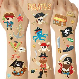 ctosree 568 pieces pirate temporary tattoos cute fake pirate tattoos body pirate stickers pirate accessories pirate party favors for girls boys kids birthday party class school prizes gift rewards