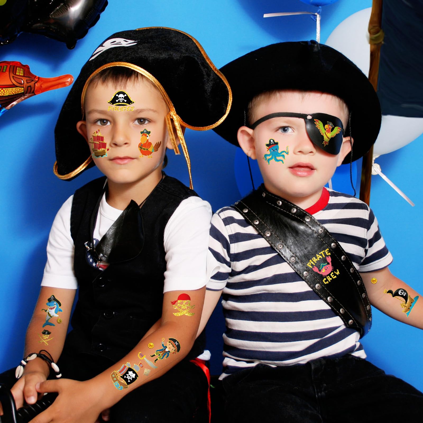 Ctosree 568 Pieces Pirate Temporary Tattoos Cute Fake Pirate Tattoos Body Pirate Stickers Pirate Accessories Pirate Party Favors for Girls Boys Kids Birthday Party Class School Prizes Gift Rewards