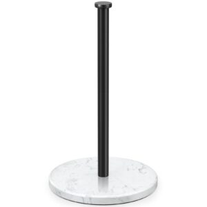 aheucndg paper towel holder stand, black paper towel holder countertop, with non-slip heavy marble base kitchen, standing paper towel roll holder for kitchen bathroom (1pack)