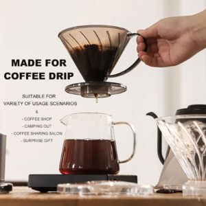 Aroplor 02 Pour Over Coffee Maker Coffee Dripper Filter Cup with Lid for 2-4 Cups,Safe Plastic Material,Coffee Filter Cone Drip Holder Brewer. For Home,Cafe, Restaurants(Black)
