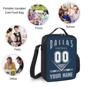 Quzeoxb Custom Dallas Backpack 3pcs Bag Set Laptop Bag, Lunch Bag and Pencil Case Personalized Name Number Gifts for Men Women Boy