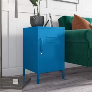 Novogratz Cache 2 Door Metal Locker Accent Cabinet and End Table, Blue