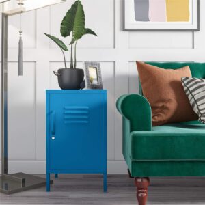 Novogratz Cache 2 Door Metal Locker Accent Cabinet and End Table, Blue