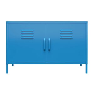 Novogratz Cache 2 Door Metal Locker Accent Cabinet and End Table, Blue