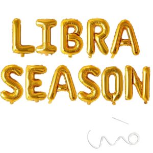 Libra Season Balloon Banner,September October Birthday Banner, Libra Sign, Zodiac Libra Astrology Birthday Party Decorations, Horoscope,Gold,16inch