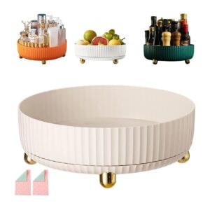 2023 newest rotating storage rack - 360° spinning lazy susan spice storage turntable organizer, round spice rack makeup organizers for kitchen countertop fridge (11.02 * 11.02 * 3.94in, white)